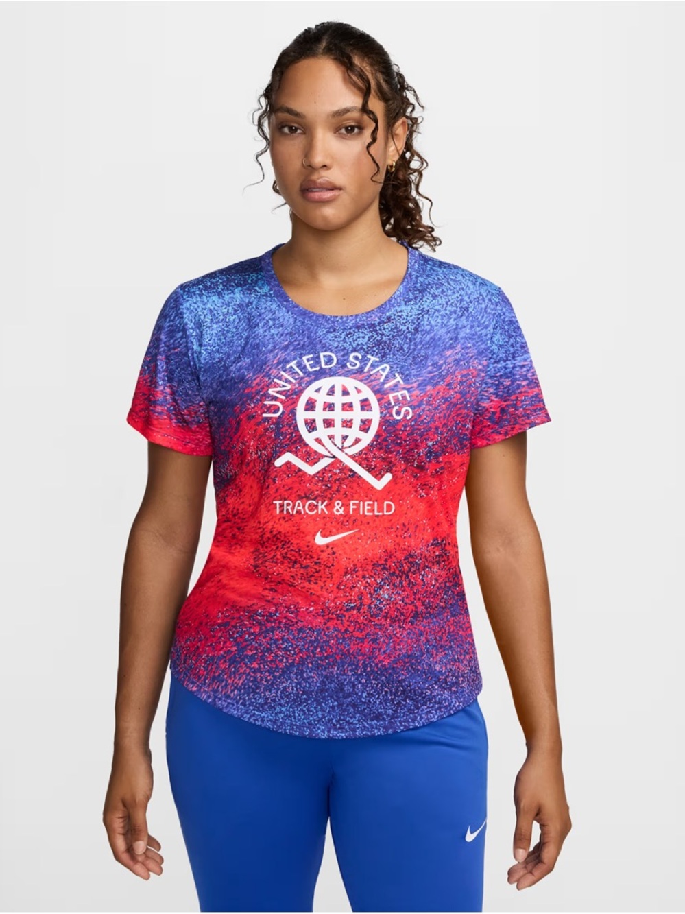 NWT New USA One Women's Nike Dri-FIT Running Short-Sleeve Top - Large